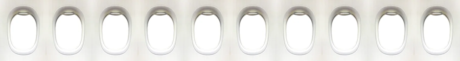 A row of aircraft cabin windows