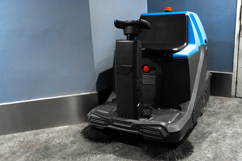 Illustrative ride-on floor-cleaning equipment